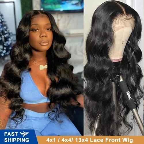 32 Inch Body Wave 4x4/13x4 Lace Front human hair wigs Brazilian Body Wave 4x1 T Part Lace Frontal Wig With Baby Hair For Women