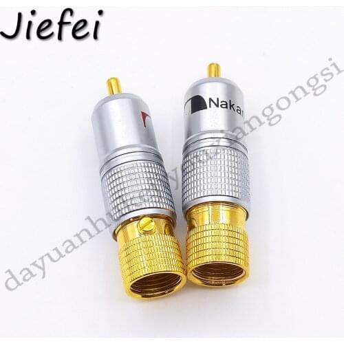 2-50pcs 100% new High quality 24K Gold Nakamichi RCA Plug Audio Cable Speaker Connector Lockable