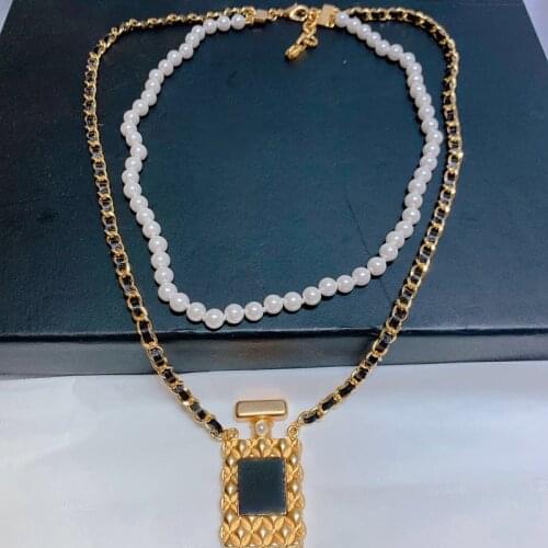 2021 Brand Women Vintage Perfume Bottle Pendants Pearls Chain Necklace Party Fine Fashion Jewelry