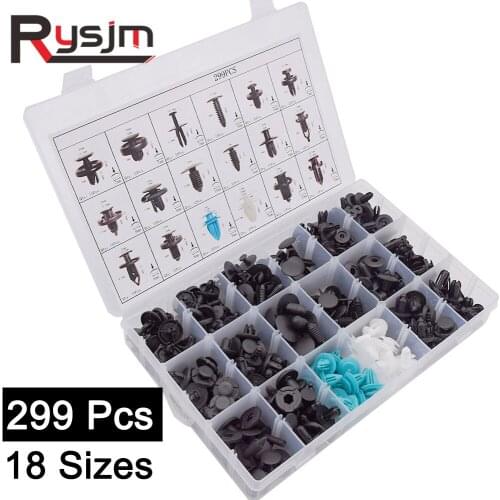 299pcs in Box Car Plastic Rivet Fastener Clips Bumper Door Trim Retainers Kit Set For Honda Push Pin Car Body Clip Fender 18Size