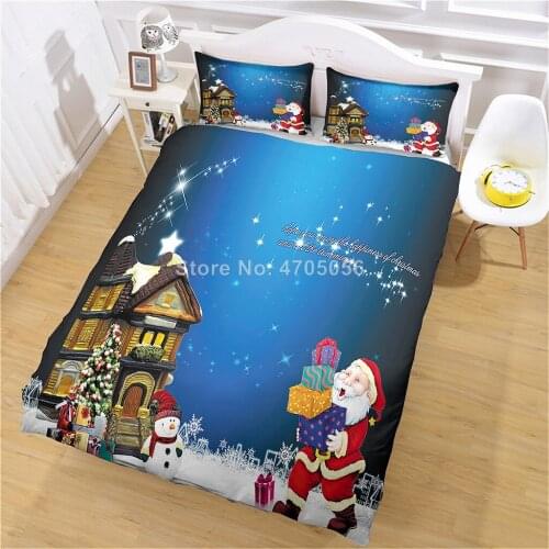 3Pcs/Set Home Textile Christmas Style 3D Cartoon Bedding Sets Merry Christmas Gift Beddingset Bed Duvet Cover with Pillowcase