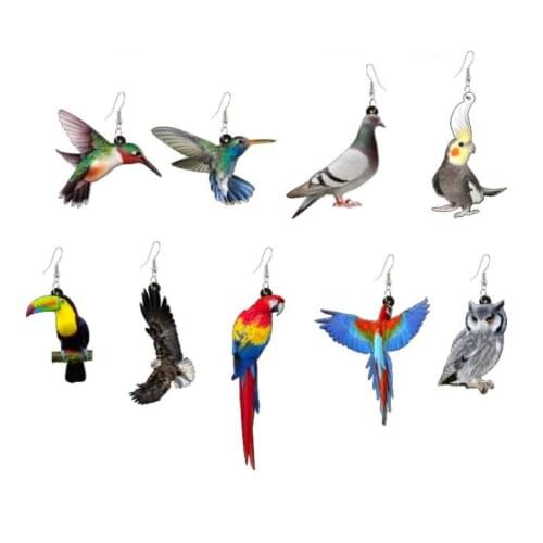 Acrylic Hummingbird Pigeon Owl Parrot Birds animal earrings for women