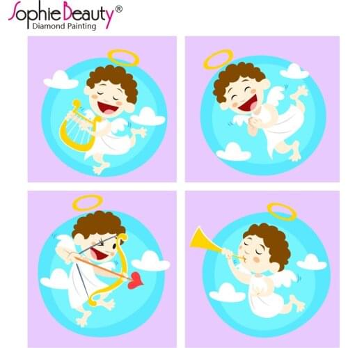 Diy Diamond Painting Cross Stitch Needlework Embroidery Fashion Style Sweet Full Cute Happy Angel Cupid Diamond Mosaic Drawing
