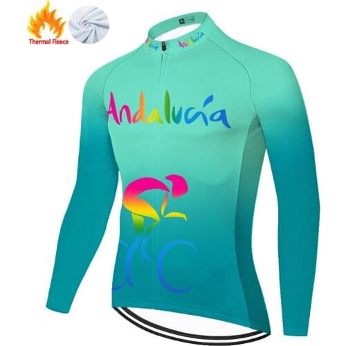 Andalucia Winter Thermal Fleece Mallots Ropa Invierno Maglia Uomo Retro Mallot Hombre Camiseta Ciclismo Masculino Maillot Velo