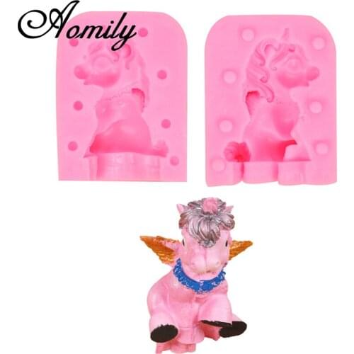 Aomily 3D Pegasus Unicorn Silicone Molds Cakes Chocolate Molds Wedding Cake Decorating Tools Fondant Sugarcraft Cake Molds