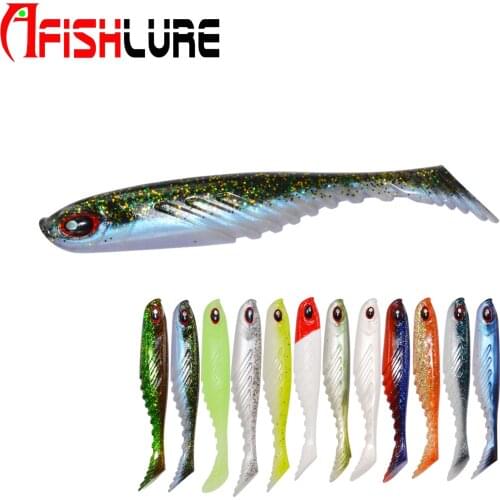 AR49 New Artificial Fsh Lure Soft T Tail Fishing Shad 95mm 9.2g 3pcs PVC Material Double Colors Fishing Lure