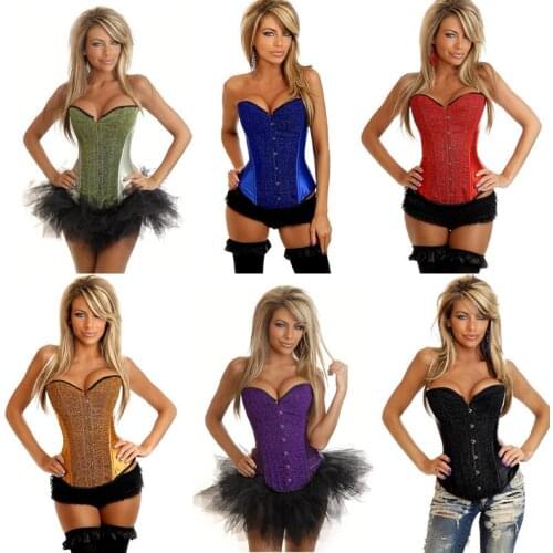 Satin Bone Lace Up Steampunk Corset Sexy Bustier Women Corselet Corset and Bustier Strapless Bustier Corset Overbust Slim Corset