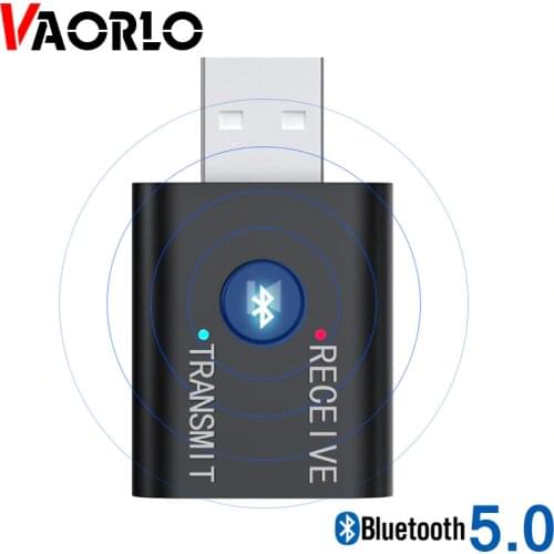 VAORLO Bluetooth 5.0 Audio Receiver Transmitter Mini 3.5mm Jack AUX USB Stereo Music Wireless Adapter for TV Car PC Headphone BT