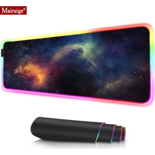 Large RGB Gaming Mouse Pad Fog Space Starfield Nebula Large Extended Soft Led MousePad Computer Keyboard Mousepads Mat 80x30cm