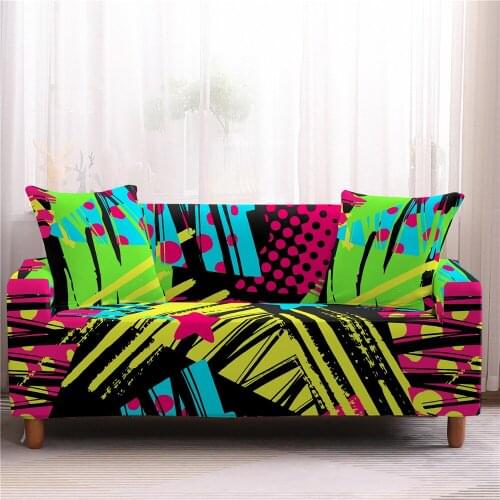 1/2/3/4 Seater Cover Splicing Geometric Sofa Cover Non-Slip Cover Stretch Sofa Cover Living Room Furniture Protective Covers
