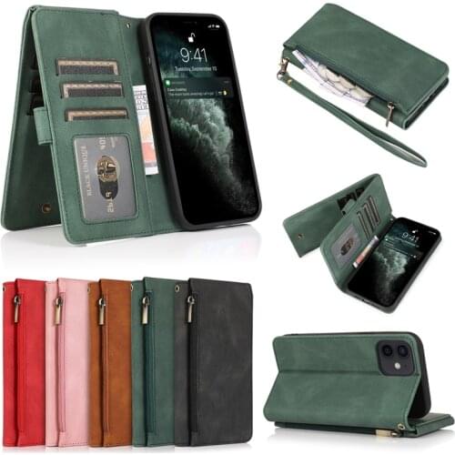 Leather Case Cover For iPhone 12 11 Pro12 Mini Pro XS Max X XR 6 6s 7 8 Plus SE 2020 Wallet Flip Card Slots Holder Stand