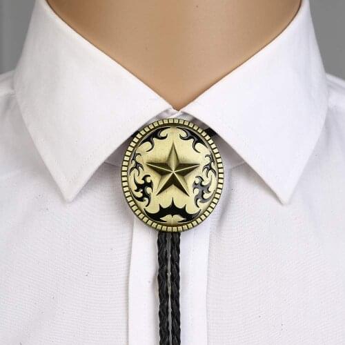 2 colors Pentagram star bolo tie for man handmakde Indian cowboy western cowgirl zinc alloy necktie