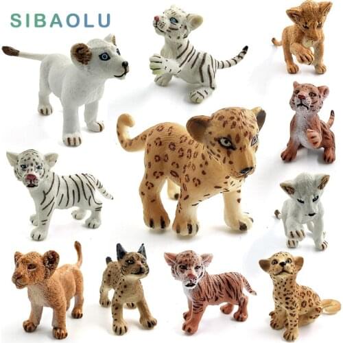 Simulation mini Lion Tiger Lynx Figure PVC Animal Model figurine home decor miniature fairy garden decoration accessories statue