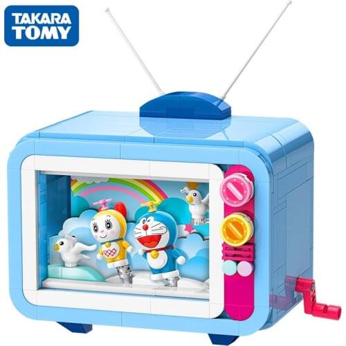 New 2021 Classic Cartoon Anime Doraemon Nobitas Building Blocks Bus Car Bricks Sets Movie Dolls DIY Kids Toys For Children Gift
