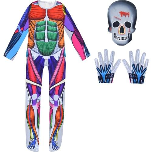 Halloween Ghost Skeleton Costume Adult kids Skull Skeleton suit clothing Cosplay Holiday Party Adult Children