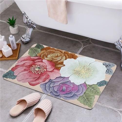 Beautiful Flowers Entrance Door Floor Mat Door Mat Non-Slip Foot Pad Home Welcome Carpet For Hallway Bath Kitchen Doormat