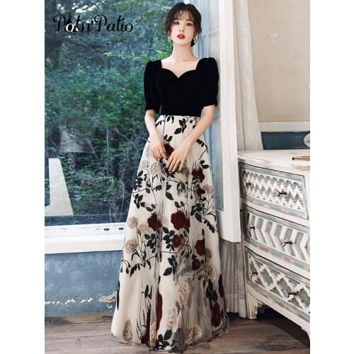 Elegant Women Evening Dresses For Wedding Party 2021 Square Neck A-line Floor-length Lace Engagement Formal Dresses