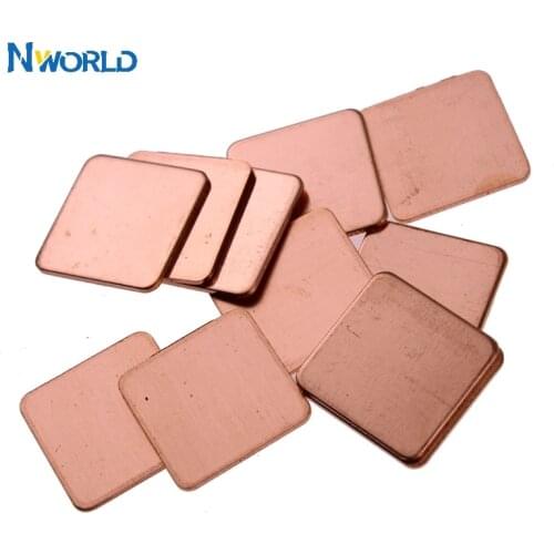 Hot Sell 50pcs 15x15x0.1mm 0.3mm 0.5mm 1.5mm PC Computer Video Card Cooling Copper CPU VGA BGA Radiator Heatsink Cooler