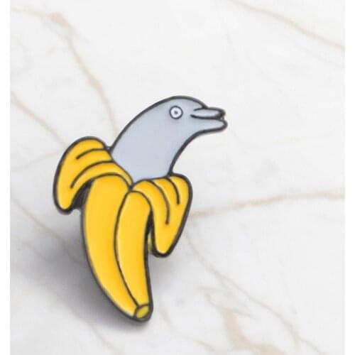 MINGQI 2019 Cartoon banana dolphin enamel pin fruit animal brooches friends funny icon button badge fashion jewelry women gift