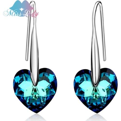 Miss Lady Gold color Crystal Romantic Heart drop earrings jewelry earrings Wholesales Fashion Jewelry for women MLY1710