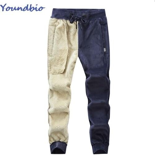 Mens Fleece Sweatpants Pants Men 2021 Winter New Stretch Plus Size Joggers Solid Trousers Street Wear Sports Pants Trousers Men