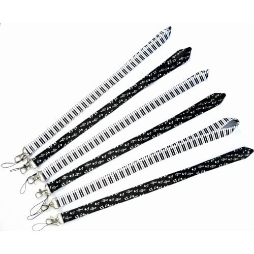 New 30pcs Musical Piano Keychain Lanyards Id Badge Holder ID Card Pass Gym Mobile Badge Holder Key Strap
