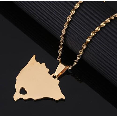 Stainless Steel Nicaragua Map Pendant Necklaces Women Gold Color Nicaraguans Maps Heart Charm Jewelry