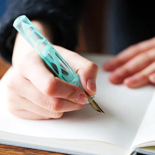 Moonman Wancai Mint Green Portable Mini Transparent Palm Short Fountain Pen, Travel Ink Pen Iridium EF/F Nib Writing Gift Set