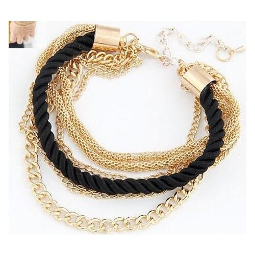 Bohemian Temperament Woven Gold Color Chain Braided Rope Multilayer Bracelet Women Jewelry Accessories 2020