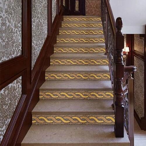 PVC wallpaper zigzag pattern simple 13 pieces of DIY stair stickers, step stickers wall stickers