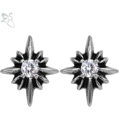 Shiny Crystal Ear Studs Cross Punk Brincos Tattoos Surgical Steel Stud Earrings Piercing For Women Mens Gift New Fashion Jewelry