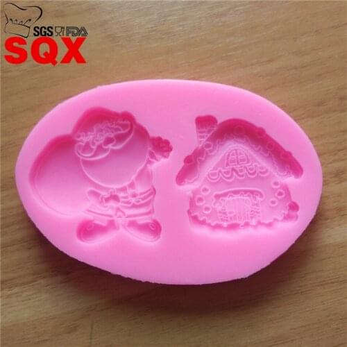 Santa Claus and houses Silicone Mold Christmas Cake Decorating Tools Silicone Lace Mould Cake Mold Bakeware SQ16227