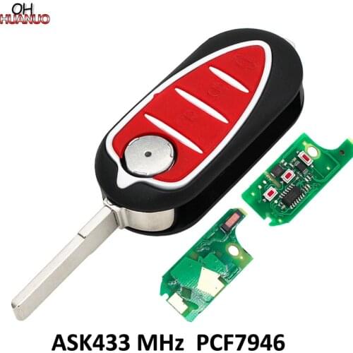 Folding Remote Key Fob ASK 433MHz PCF7946 3 Button for Alfa Romeo 147 156 166 GT