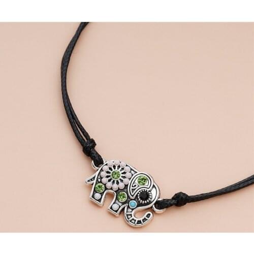 Elephant Jewelry Handmade Braided Rope Bangle Geometry Charm Lucky Bracelet Women Men Pinky Promise Card Adjustable Bracelets