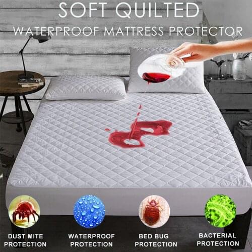 160X200CM Brushed Fabric Quilted Waterproof Mattress Pad Cover Super Soft Breathable Absorbent Personal Care Mattress Protector