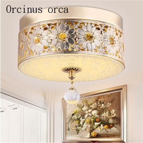 European style led ceiling lamp balcony corridor vestibule study bedroom creative round crystal ceiling lamp free shipping
