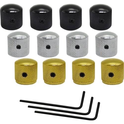 Tooyful 4Pcs Tone Volume Control Button Push Dome Knob w/ Wrench for Electric Guitar Bass