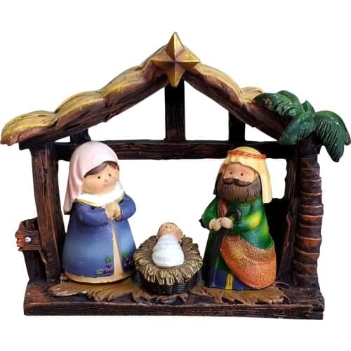Nativity Ornament Scene Living Room Desktop Decoration Gift Resin Crafts Christmas Holiday Decorations-Unique New Year Gift