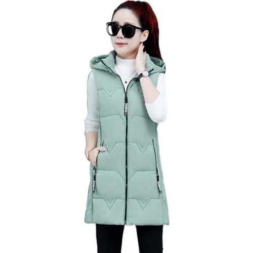 2021 SPring Autumn Korean Waistcoat vest winter women Hooded vest Women Hat detachable vest Womens down cotton vest