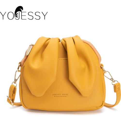 YOJESSY Yellow Soft PU Leather Crossbody Bags For Women Small Mini Lady Shoulder Messenger Bag Handbags Bag