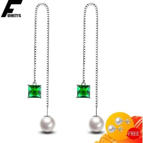 Women Earrings 925 Silver Jewelry Pearl Zircon Long Style Drop Earring for Girl Wedding Engagement Party Accessories Wholesale