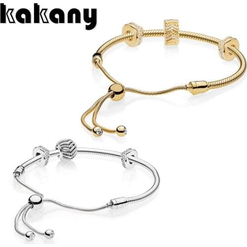 New Authentic 1:1 Classic Elegant Glossy Charm Zircon Beaded Diy Bracelet Female Luxury 925 Sterling Silver Jewelry