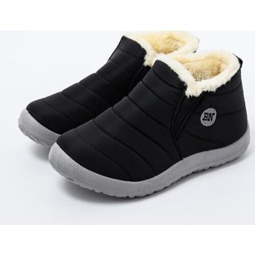 Snow Boots Women Shoes Warm Plush Fur Ankle Boots Winter Female Slip On Flat Casual Shoes Waterproof Ultralight Footwear 2020