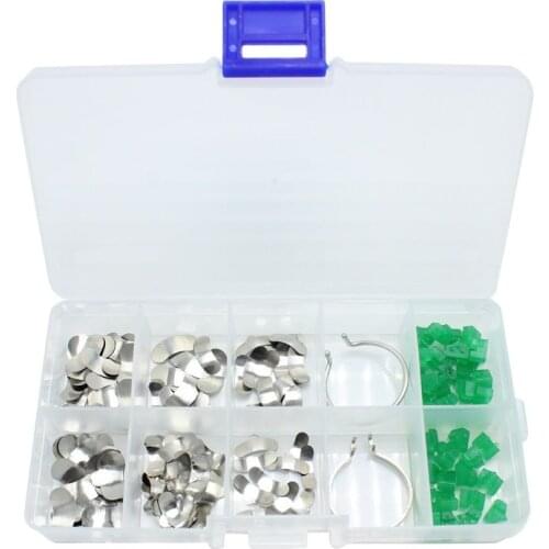 1 set Dental Sectional Contoured Matrices Matrix Ring with 40Pcs Delta Wedges Silicon Rubber Elastic Wedges Dentist Tools Lab