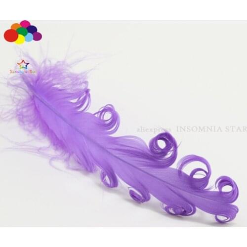 100 Pcs Purple Curly Goose Feathers 15-20 CM/6-8inch Carnival Wedding Halloween Christmas Wedding Costumes Decorative Feather