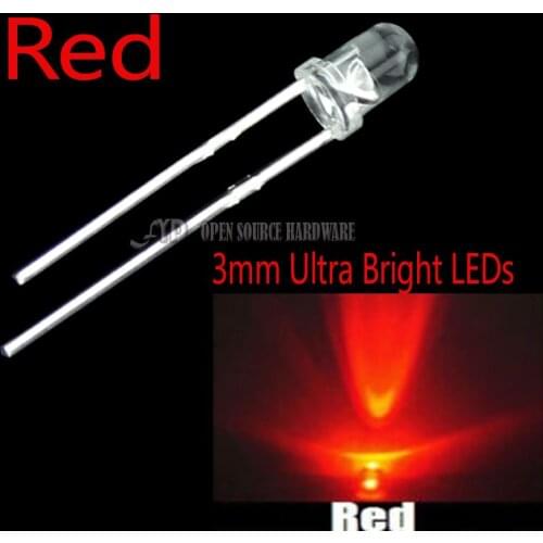 100pcs NEW 3mm Round Super Bright red LED light Diode