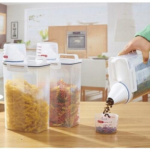 17x9x30CM Kitchen Food Cereal Grain Bean Rice Plastic Storage Container Pour Box Cereal Dispenser Container Set with Pour Lids