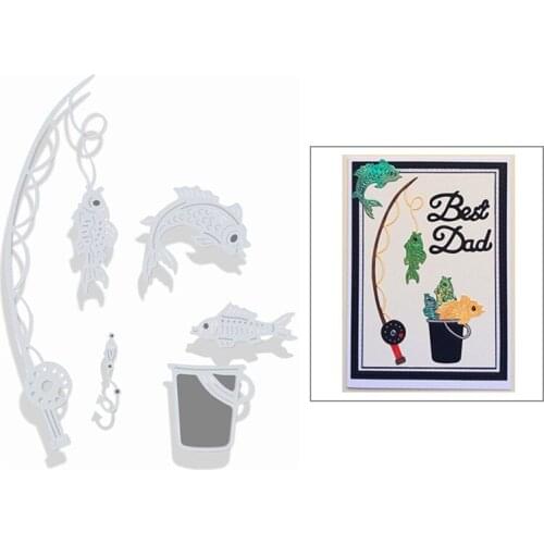 2020 New Fishing Rod Metal Cutting Dies For Cut Paper Craft Making Fish Decoration Greeting Card Album DIY Scrapbooking No Stamp