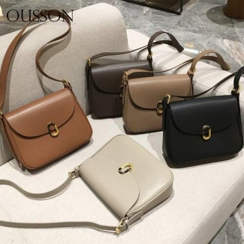 OUSSON 2021 New Design Small Square Leather Crossbody Bag Exquisite Female Retro Shoulder Bag For Women