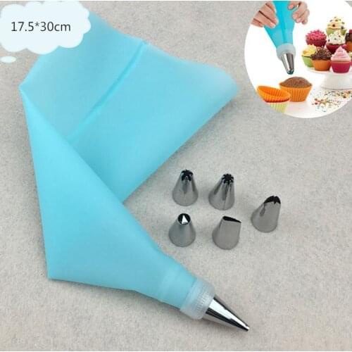 8pcs Set Silicone Icing Piping Cream Pastry Bag with 6pcs Stainless Steel Nozzle Sets Cake DIY Decorating Baking Tool SN1295